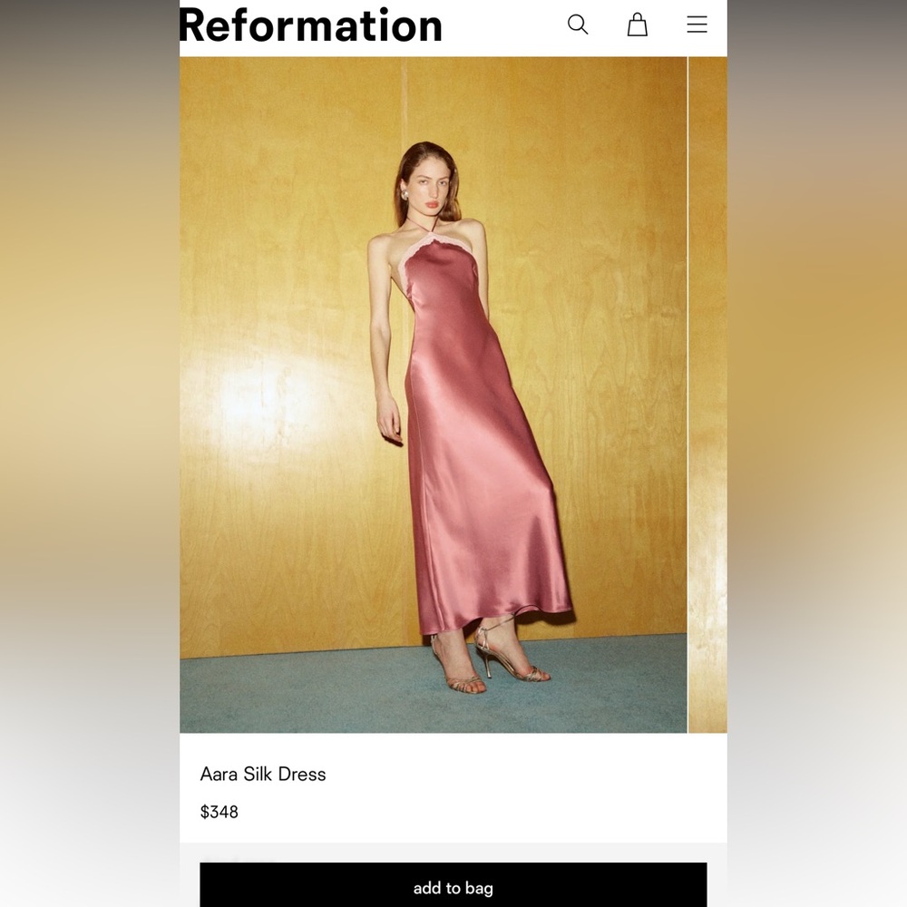 Reformation Aara Silk Dress M